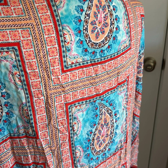 Anthropologie Feathers By Tolani Womens Red and Blue Short Sleeve Kimono Robe OS - Picture 4 of 7